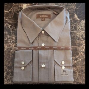 NWT - Tasso Elba 100% Egyptian Cotton Men's Dress Shirt - Dark Taupe